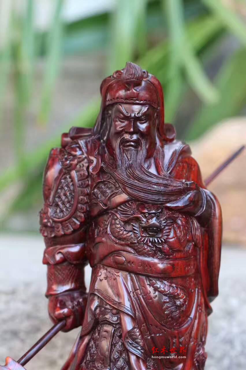 小紫叶檀摆件《关公》千年老料精工雕刻-2