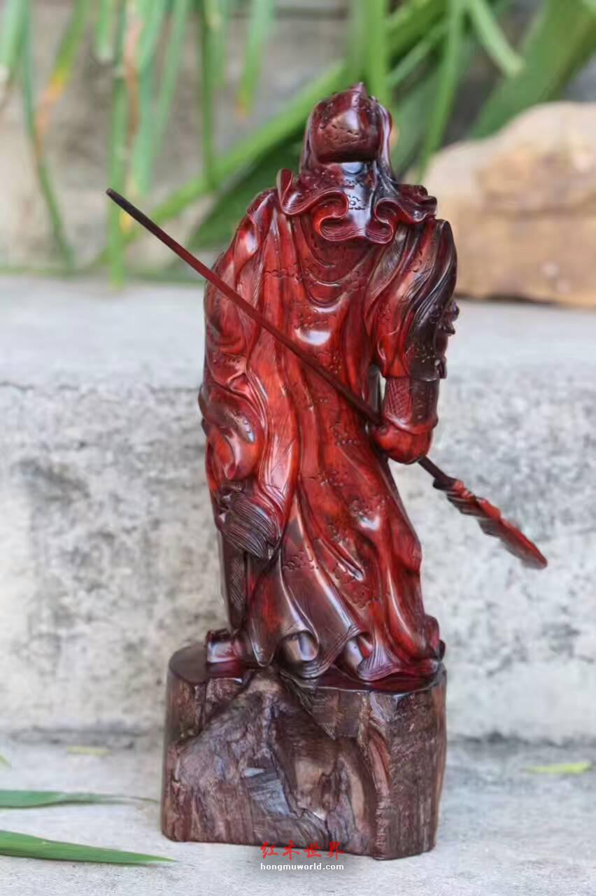 小紫叶檀摆件《关公》千年老料精工雕刻-9