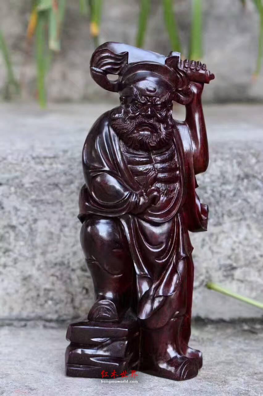 小叶紫檀小摆件《钟馗》 精工雕刻工艺精湛镇宅辟邪-4