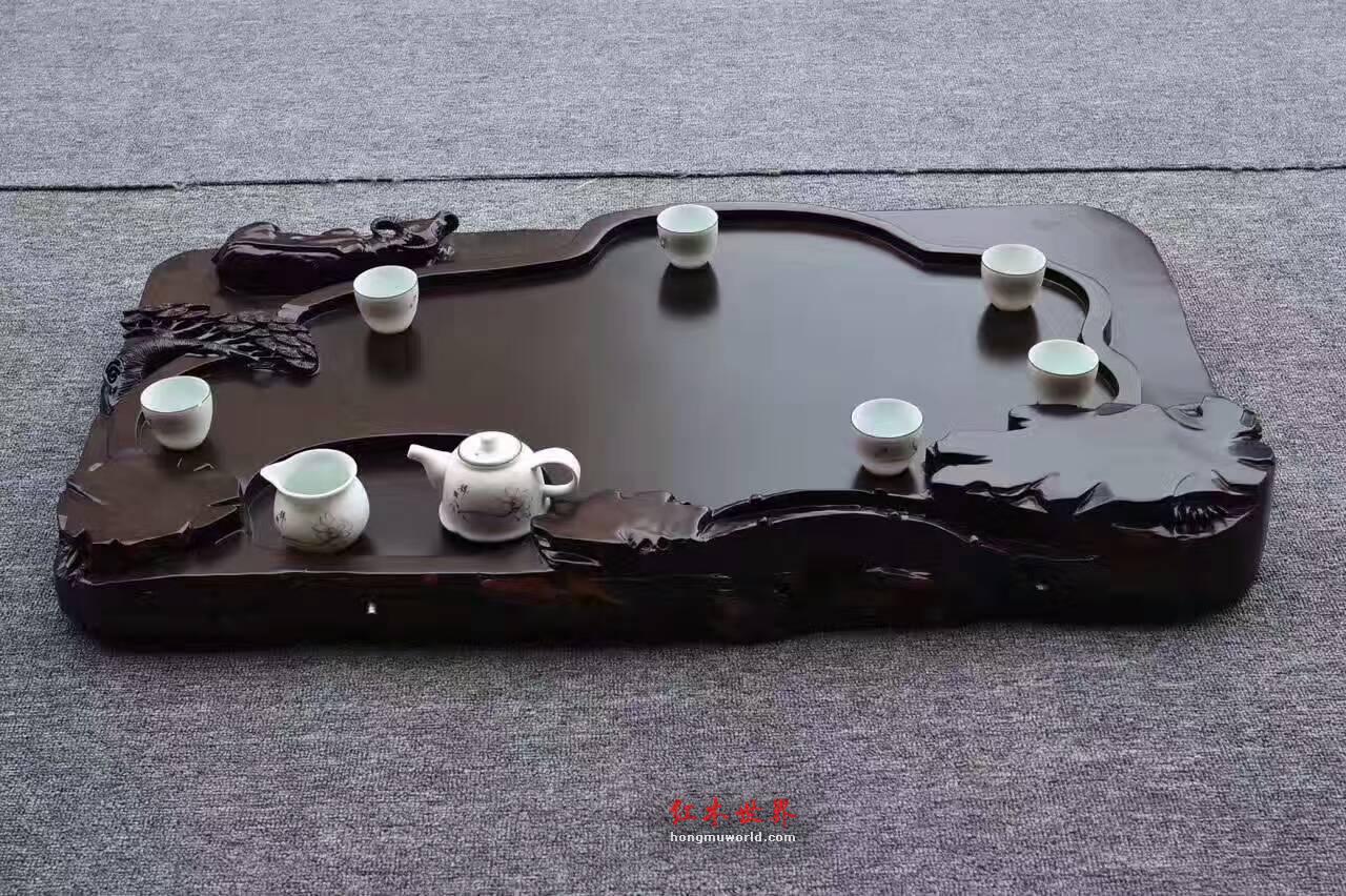 黑檀茶盘《牧归》天然纹理简约设计环保清漆古朴优雅-1