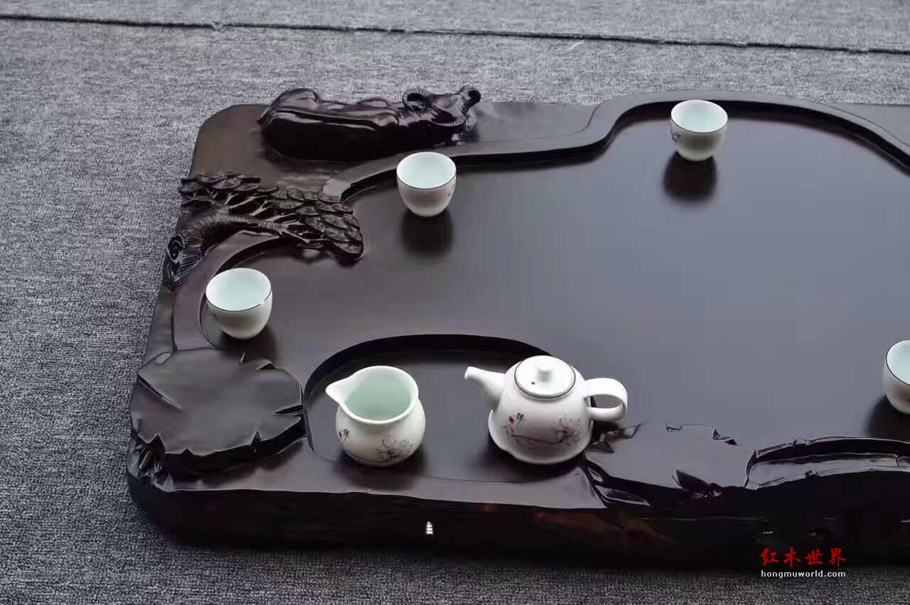 黑檀茶盘《牧归》天然纹理简约设计环保清漆古朴优雅-2