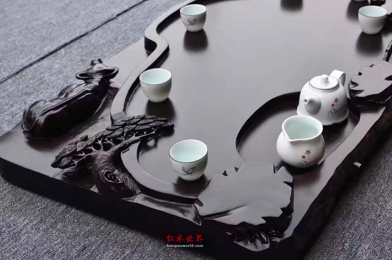 黑檀茶盘《牧归》天然纹理简约设计环保清漆古朴优雅-5
