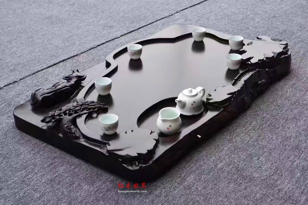 黑檀茶盘《牧归》天然纹理简约设计环保清漆古朴优雅-6