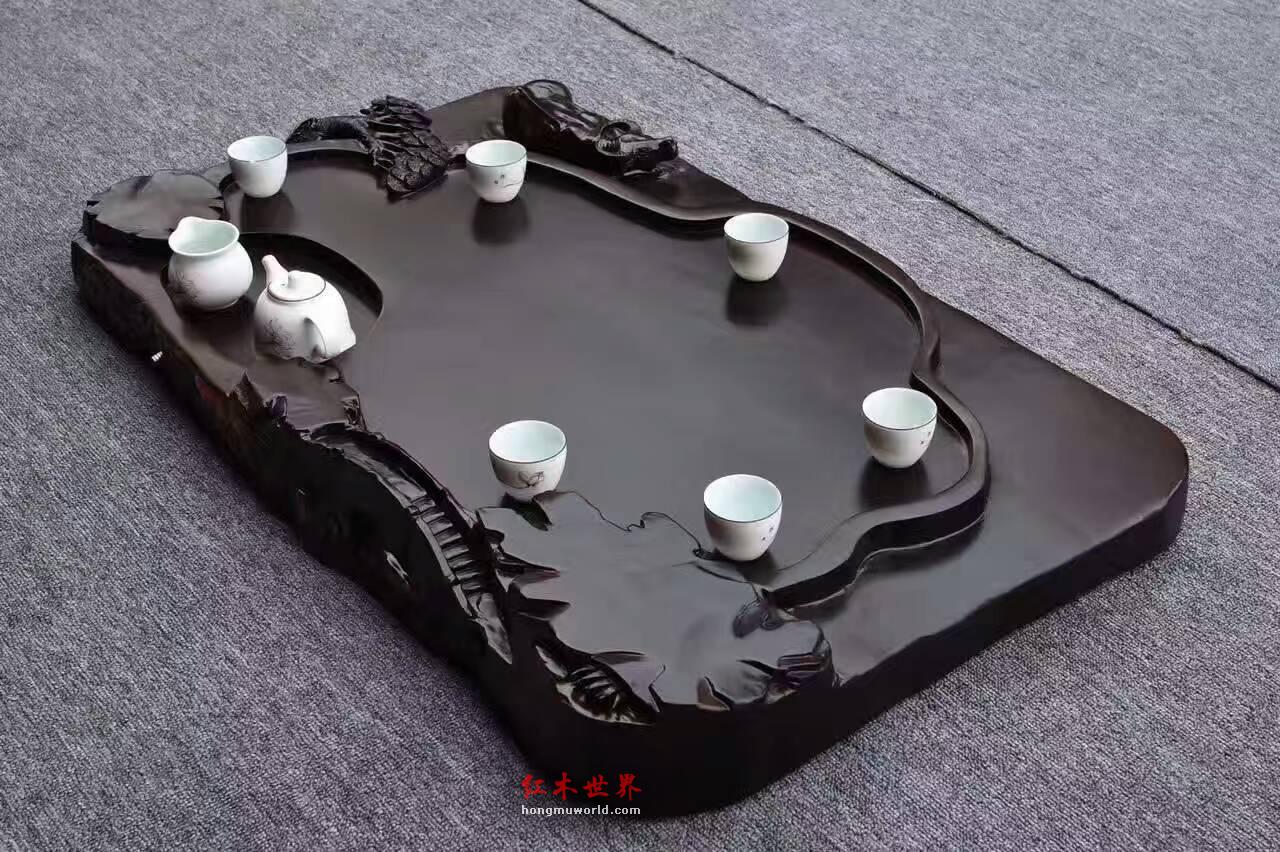 黑檀茶盘《牧归》天然纹理简约设计环保清漆古朴优雅-9