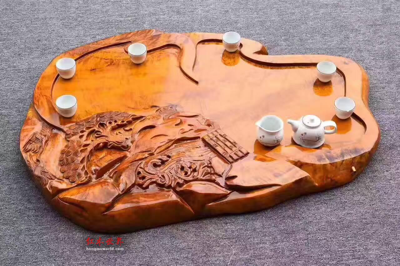 楠木茶盘《松鹤延年》古朴典雅大气不凡-2