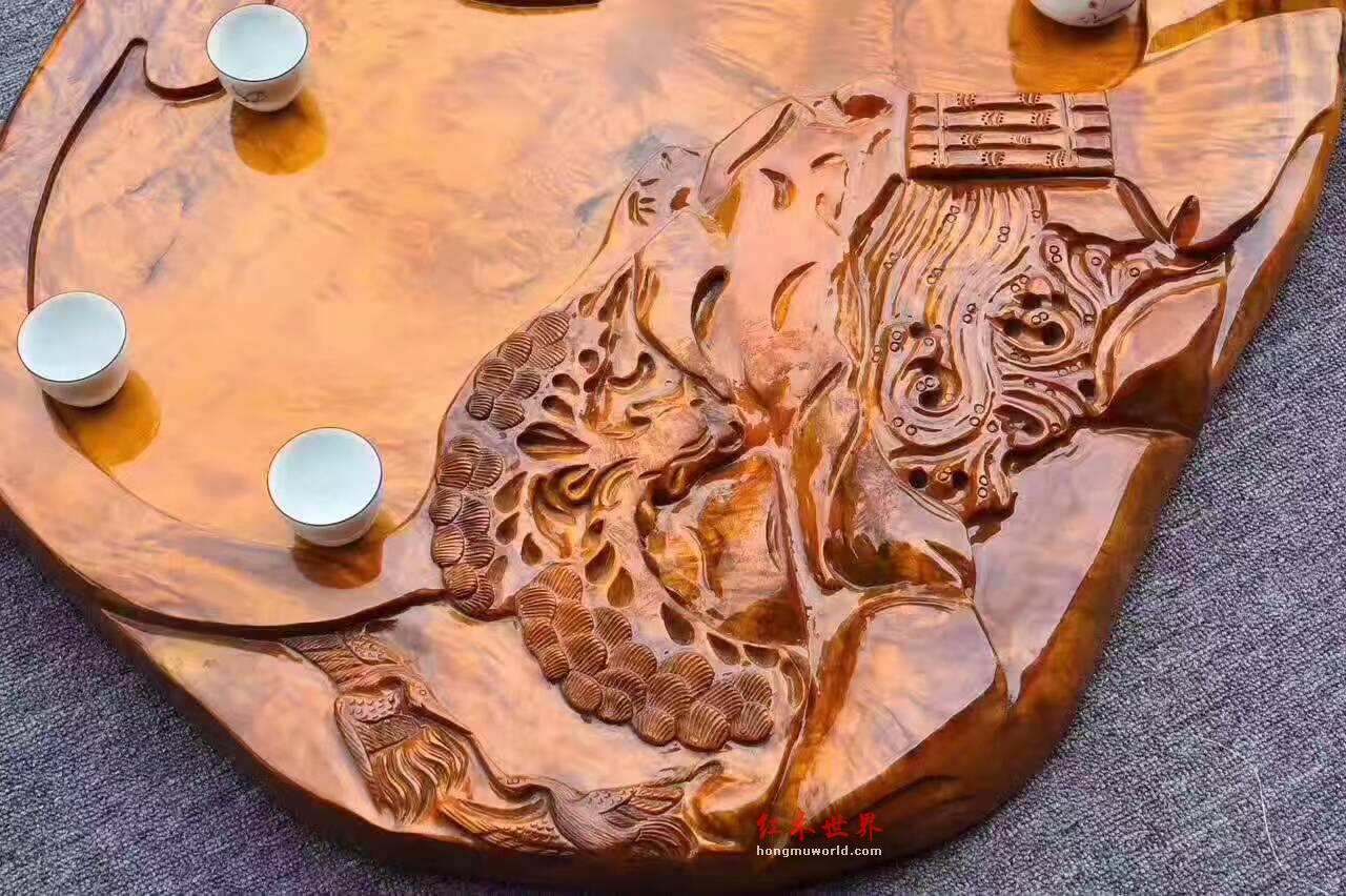 楠木茶盘《松鹤延年》古朴典雅大气不凡-3