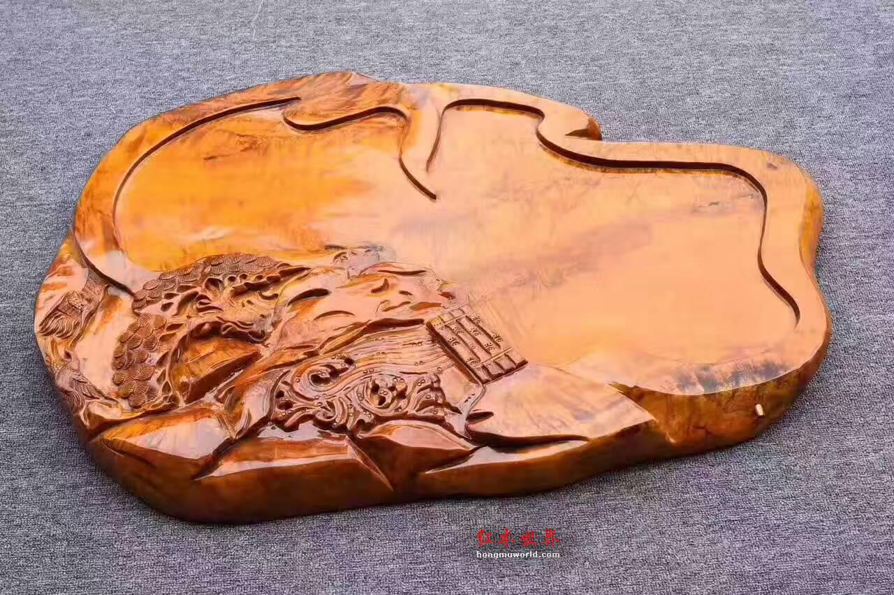 楠木茶盘《松鹤延年》古朴典雅大气不凡-6