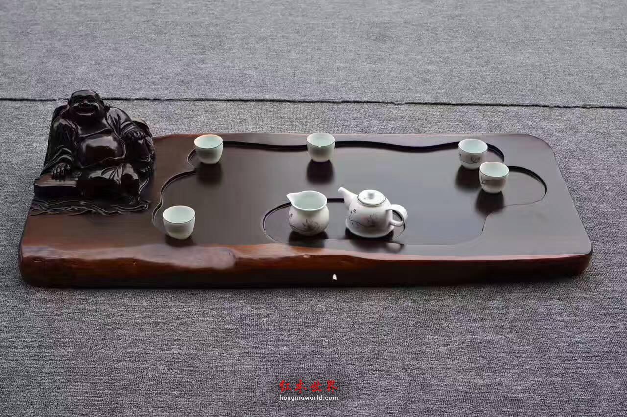 黑檀茶盘《笑口常开》 大气典雅朋友聚会好伴侣-2