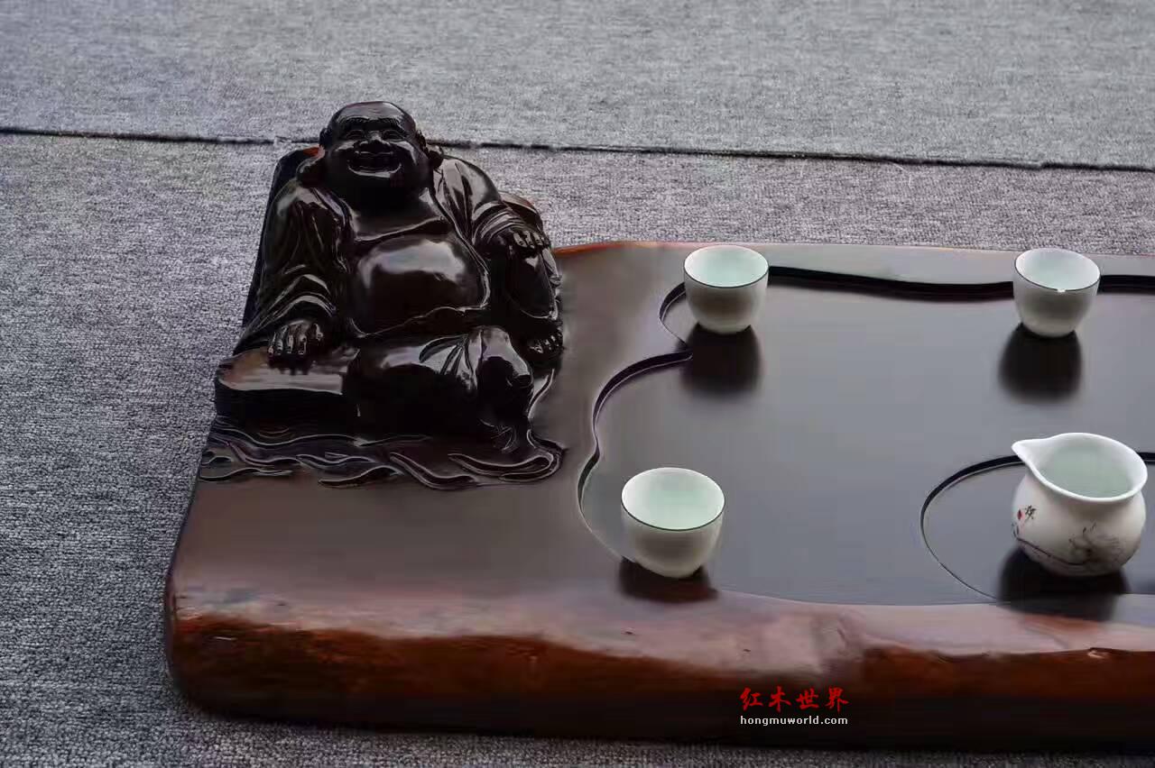 黑檀茶盘《笑口常开》 大气典雅朋友聚会好伴侣-1