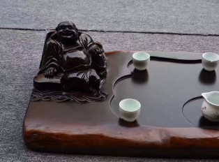 黑檀茶盘《笑口常开》 大气典雅朋友聚会好伴侣