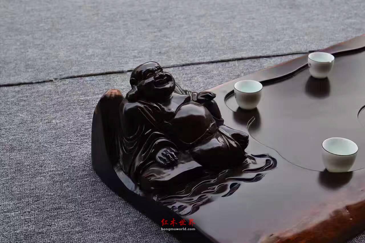 黑檀茶盘《笑口常开》 大气典雅朋友聚会好伴侣-5