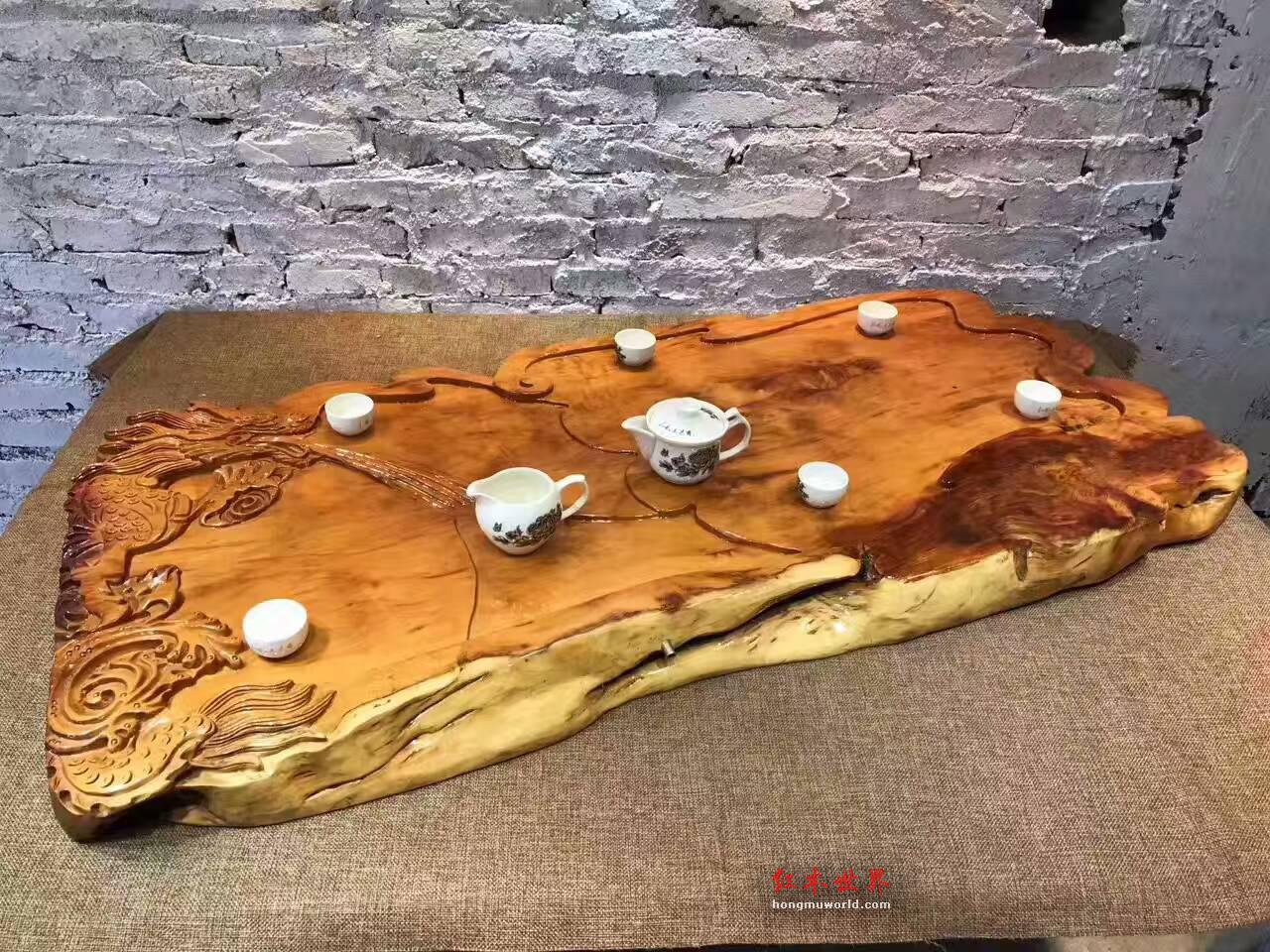 红豆杉茶盘《龙行天下》适合商务送礼过家具自用-1