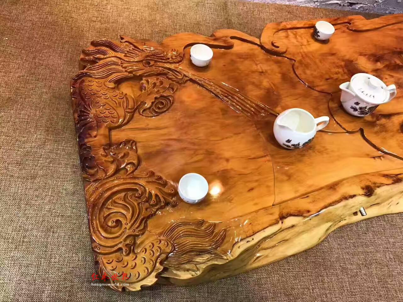 红豆杉茶盘《龙行天下》适合商务送礼过家具自用-2