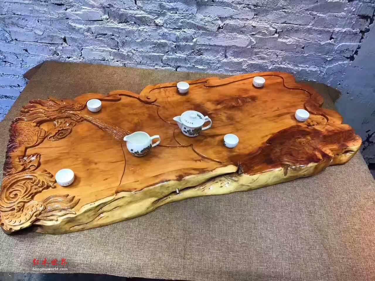 红豆杉茶盘《龙行天下》适合商务送礼过家具自用-3