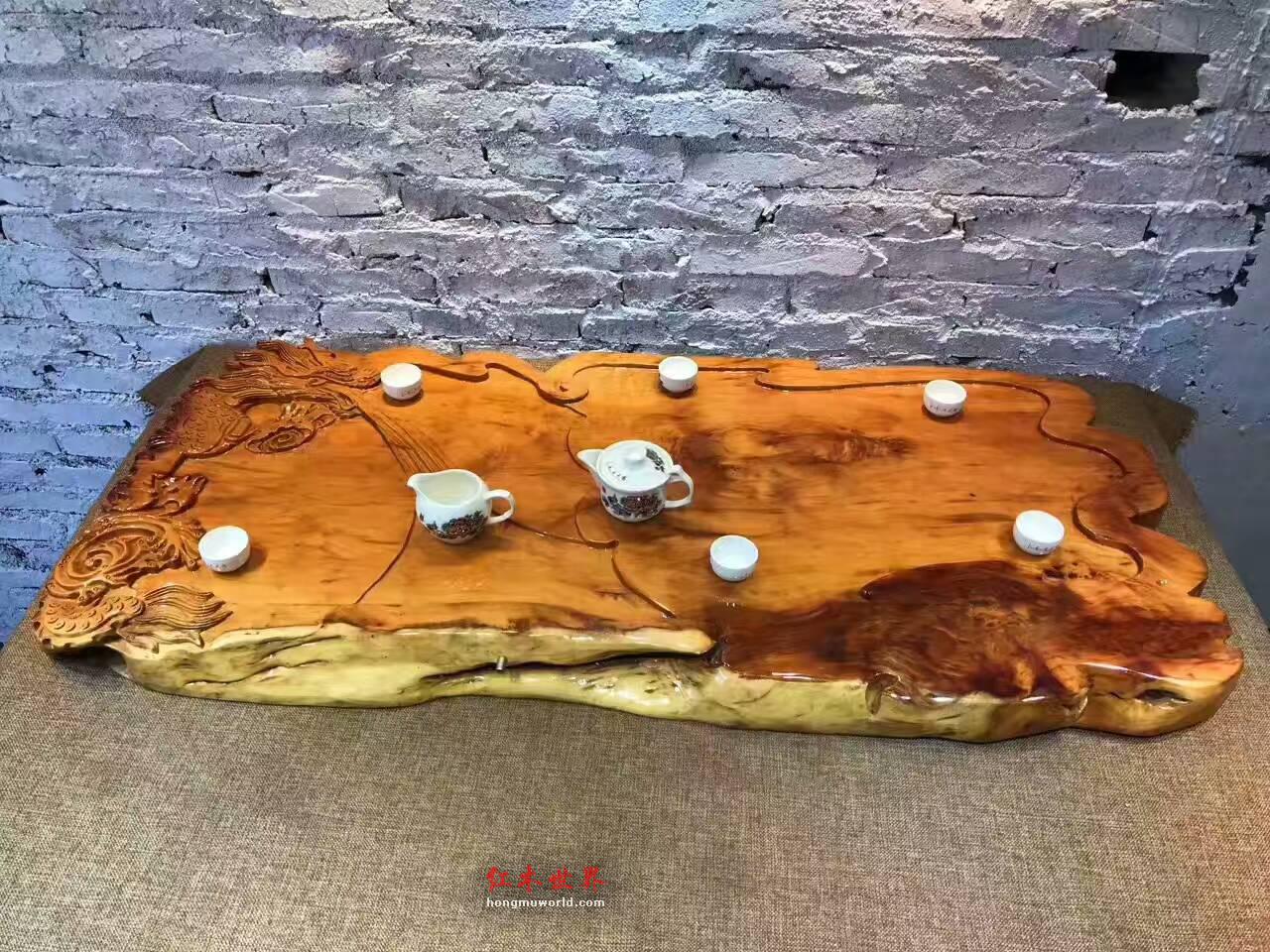 红豆杉茶盘《龙行天下》适合商务送礼过家具自用-5