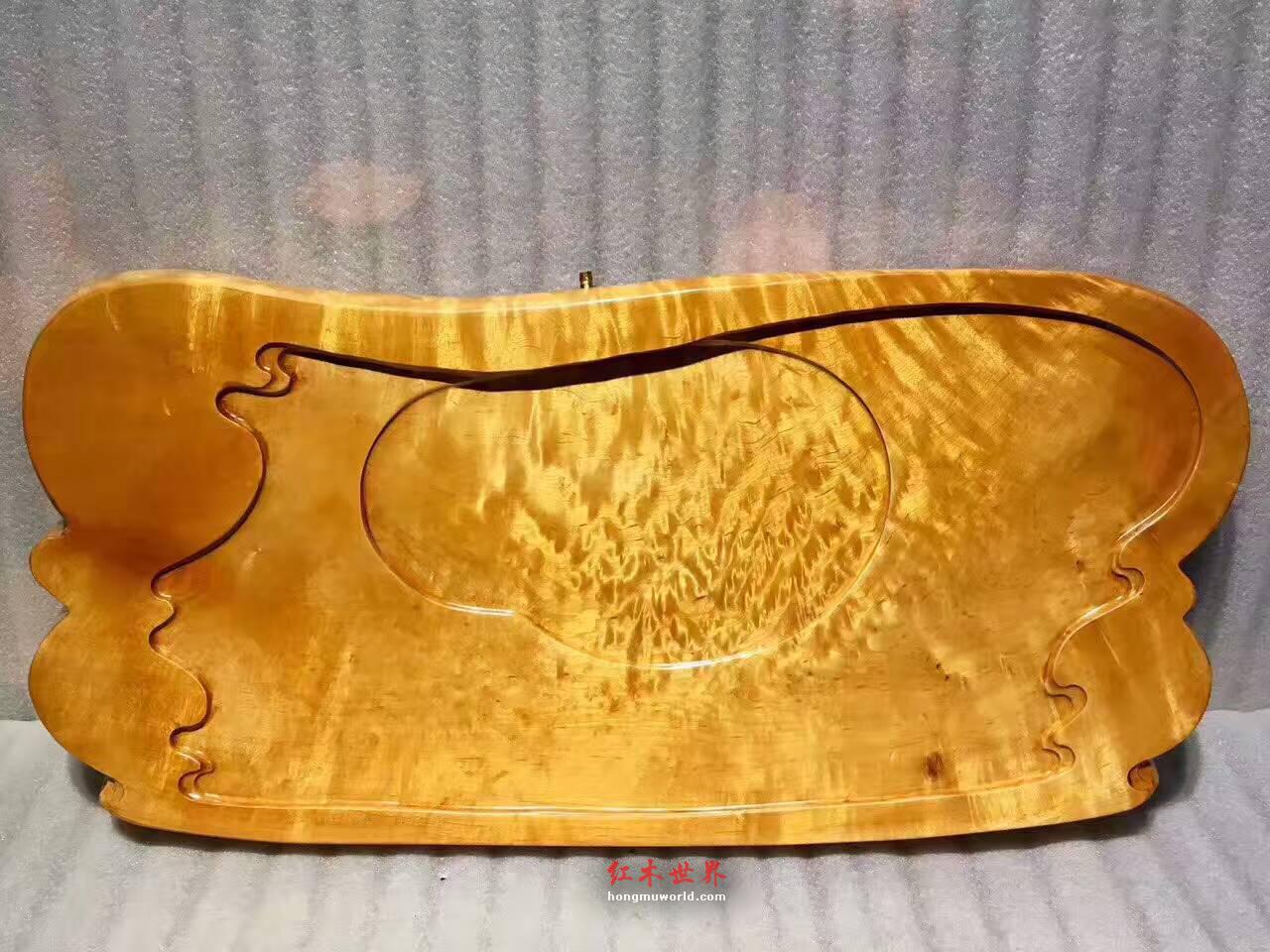 大叶金丝楠祥云茶盘 手工艺擦漆光滑3D闪电水波灵动-1