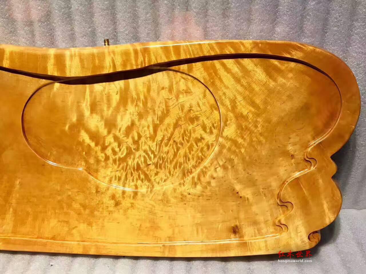 大叶金丝楠祥云茶盘 手工艺擦漆光滑3D闪电水波灵动-2