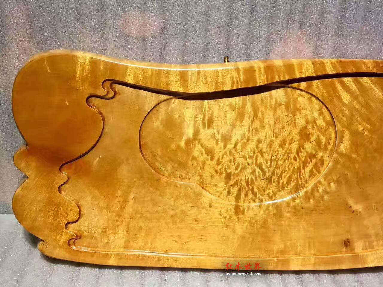 大叶金丝楠祥云茶盘 手工艺擦漆光滑3D闪电水波灵动-3