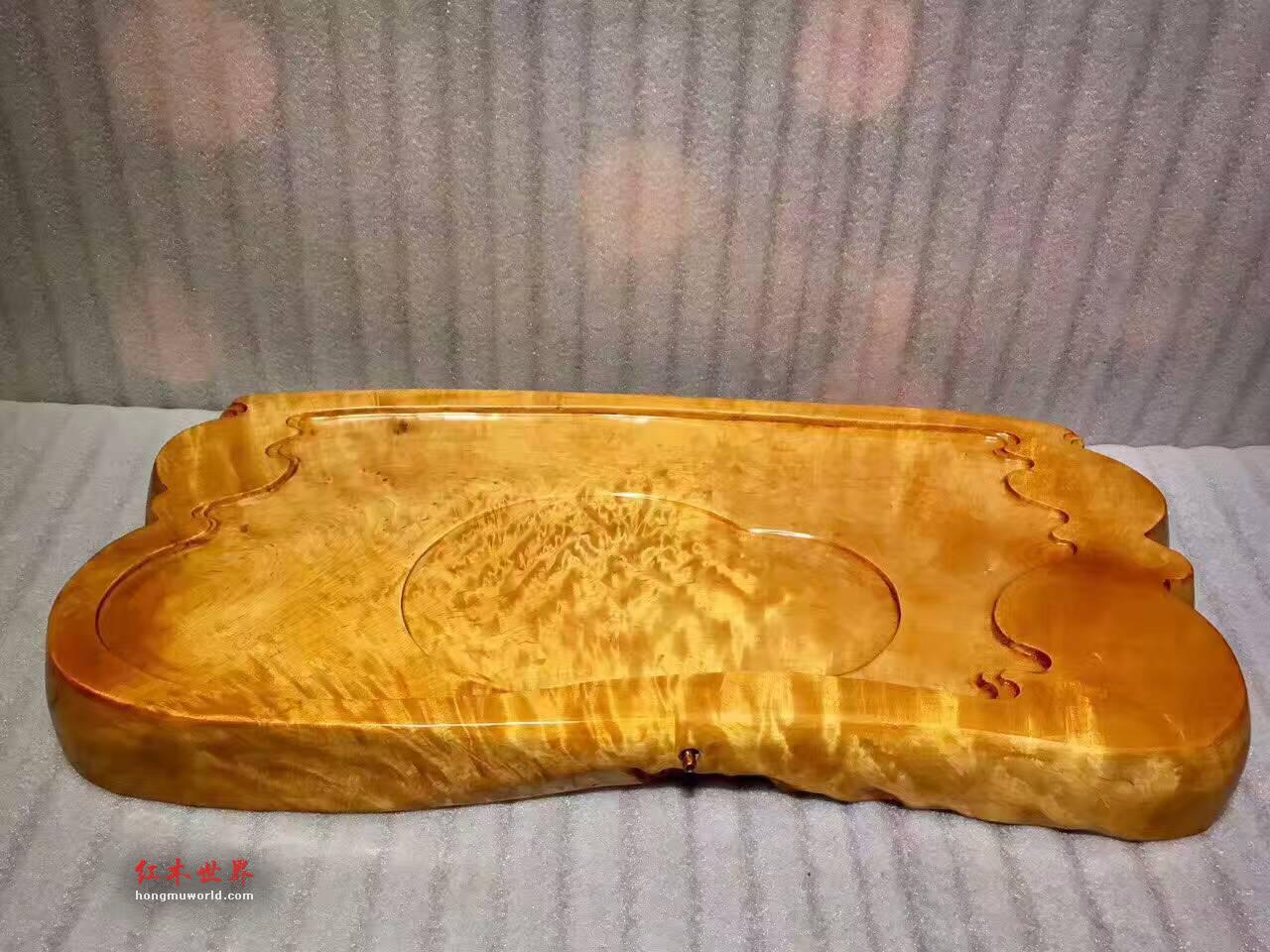 大叶金丝楠祥云茶盘 手工艺擦漆光滑3D闪电水波灵动-5