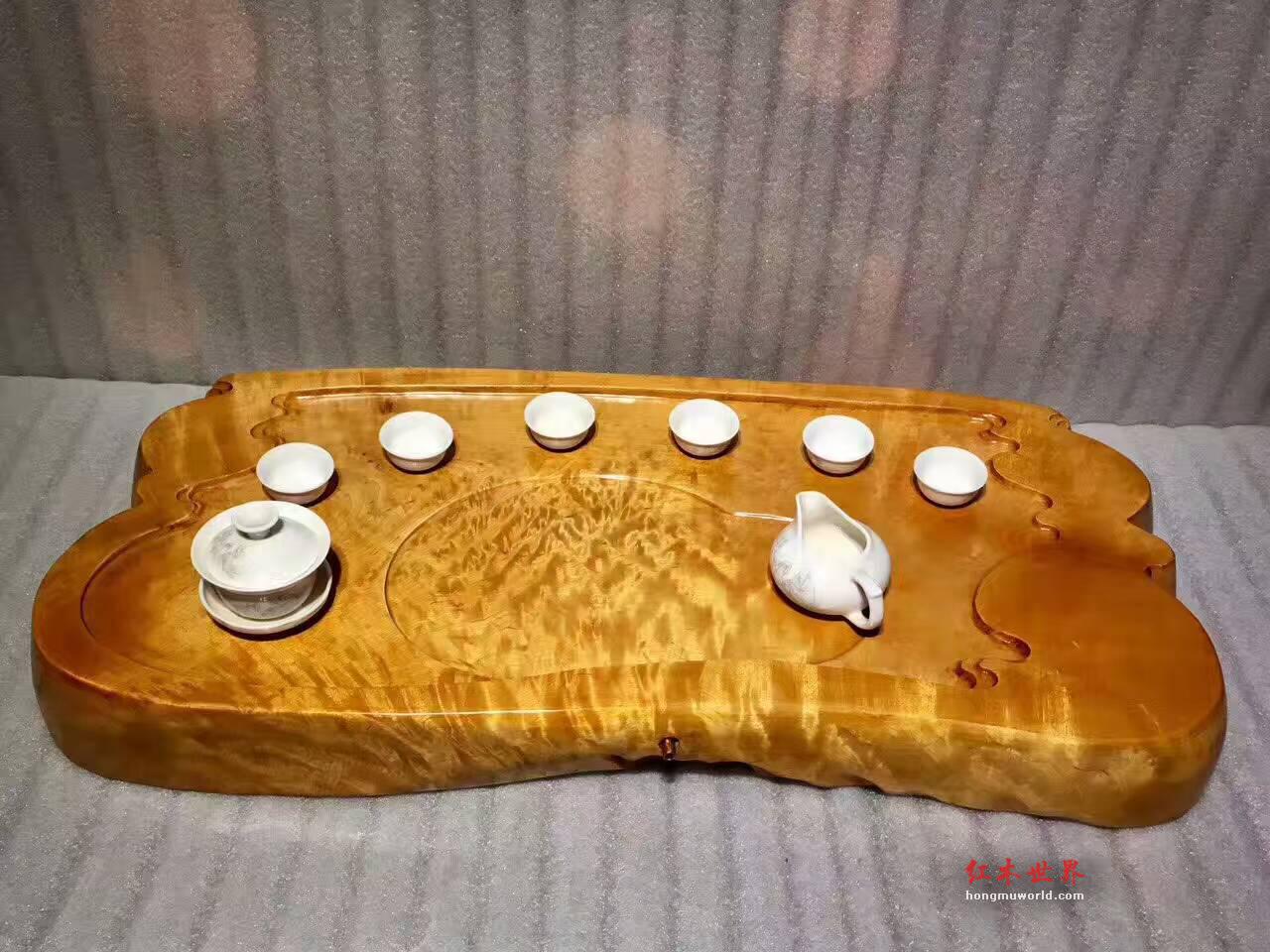 大叶金丝楠祥云茶盘 手工艺擦漆光滑3D闪电水波灵动-6