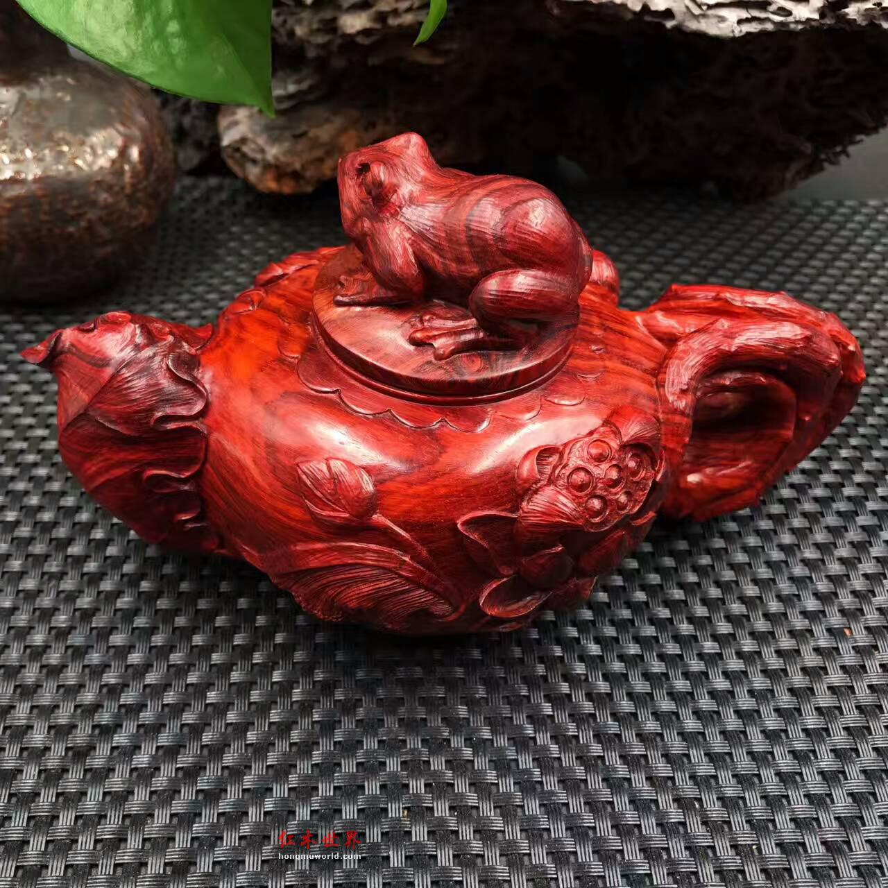 印度小叶紫檀纯手工雕刻摆件壶 高密度泥料-1