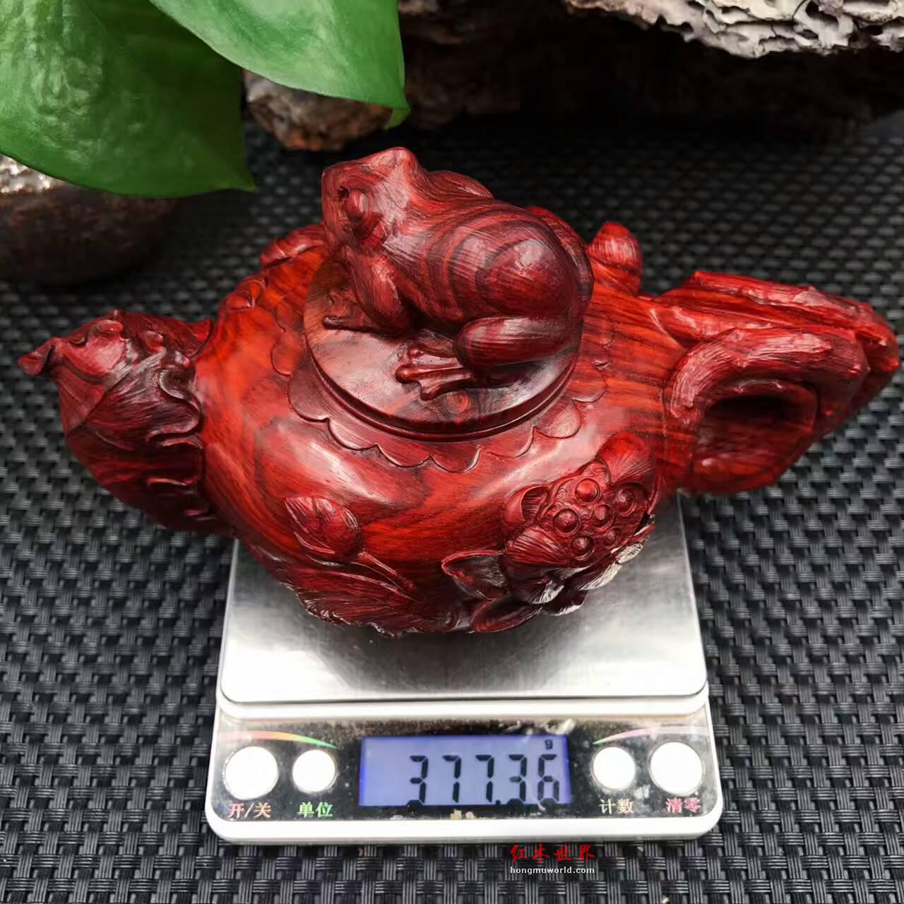 印度小叶紫檀纯手工雕刻摆件壶 高密度泥料-8