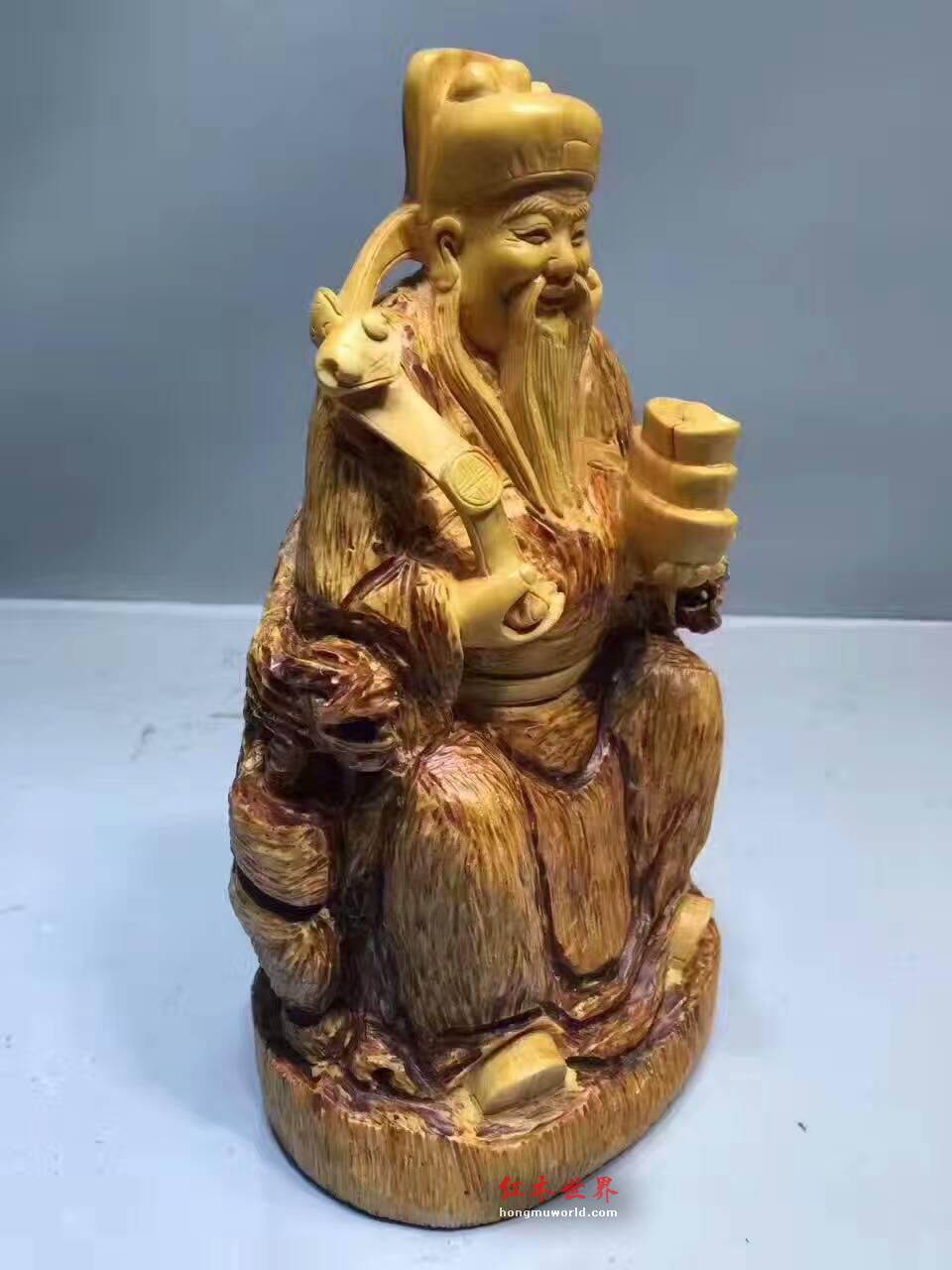 湖北黄杨木材质精工打造摆件《财神》栩栩如生-4