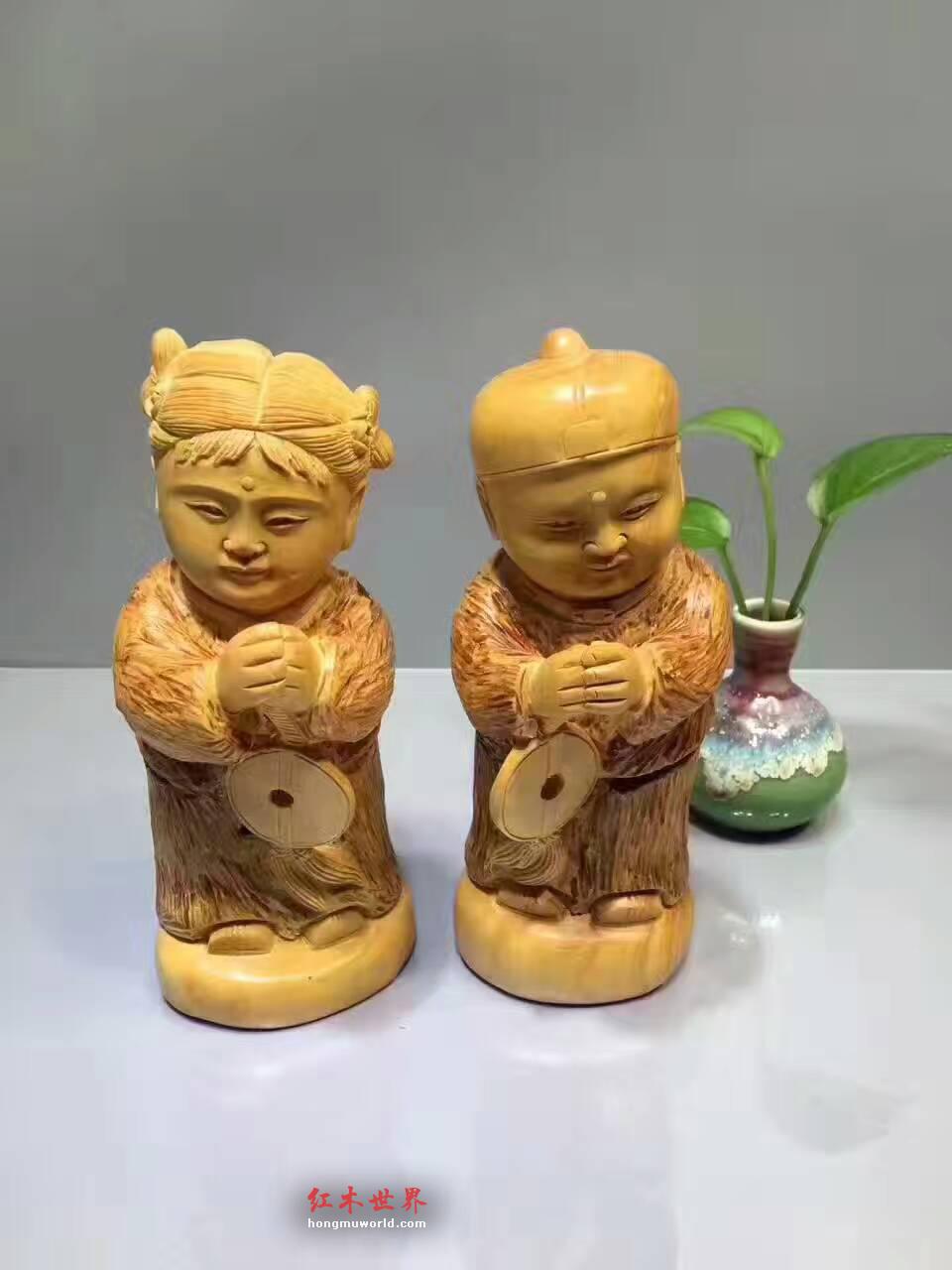 湖北黄杨木根雕小摆件《恭喜发财》萌趣可爱-1