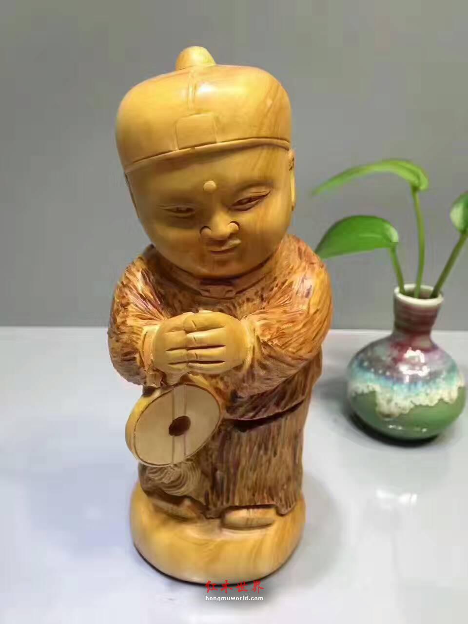 湖北黄杨木根雕小摆件《恭喜发财》萌趣可爱-2