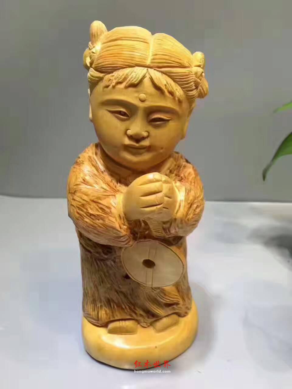 湖北黄杨木根雕小摆件《恭喜发财》萌趣可爱-3