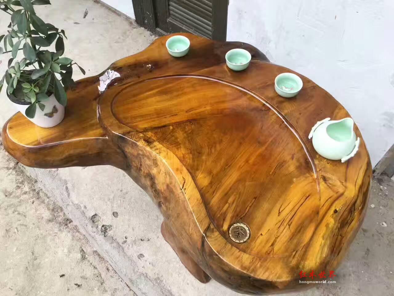 金丝楠茶台 板面干净自然随行 适合放在自家院子-2