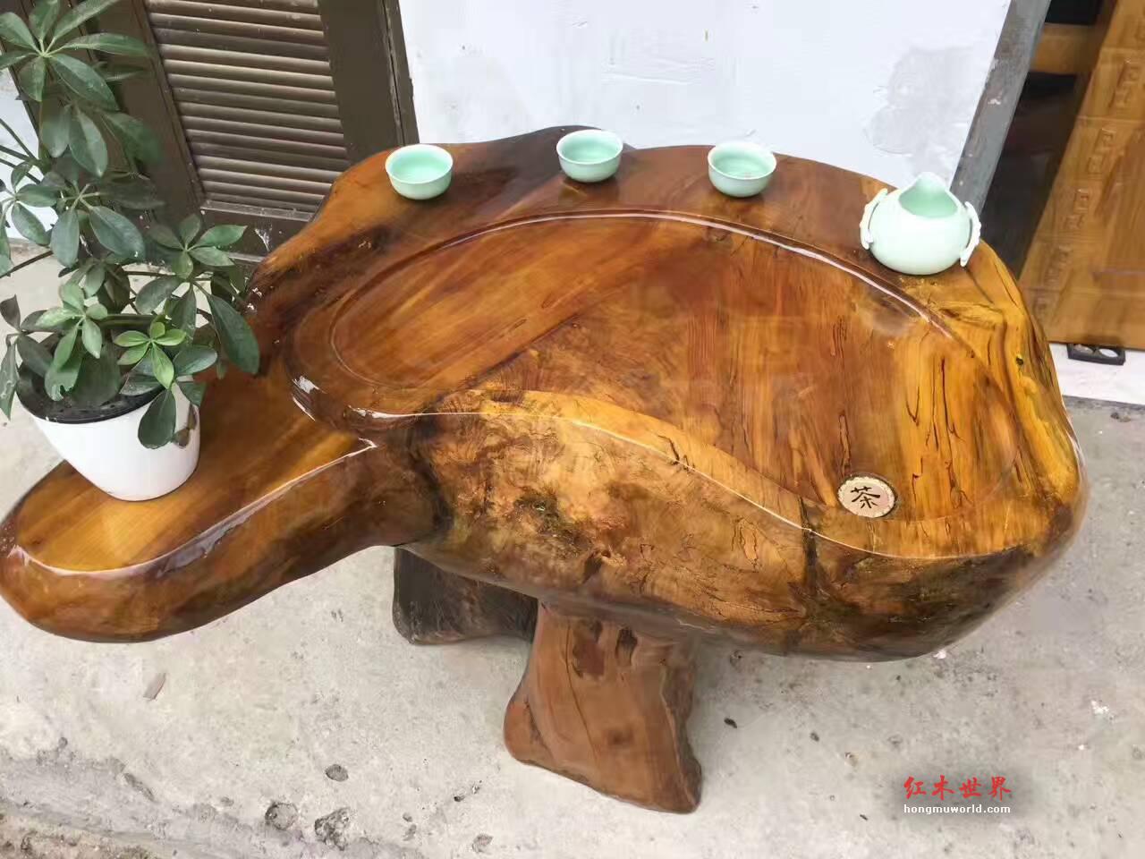 金丝楠茶台 板面干净自然随行 适合放在自家院子-3
