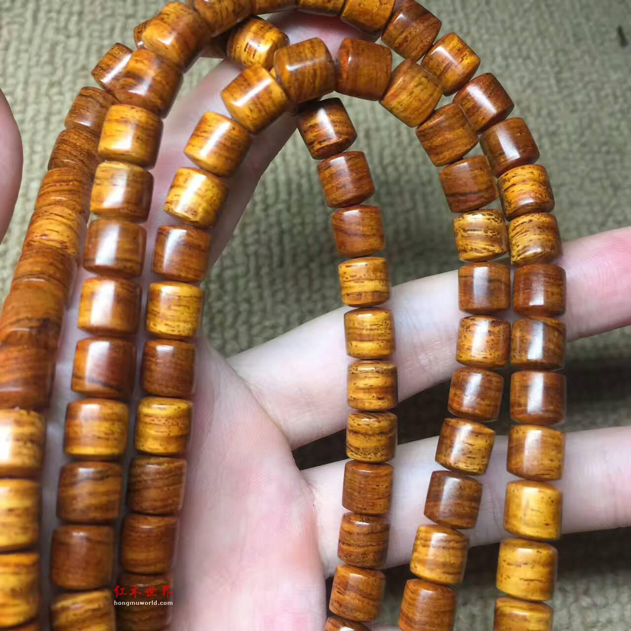 海南黄花梨8*8mm*108颗手串 爆满虎皮纹 降香味十足 无胶无腊-2