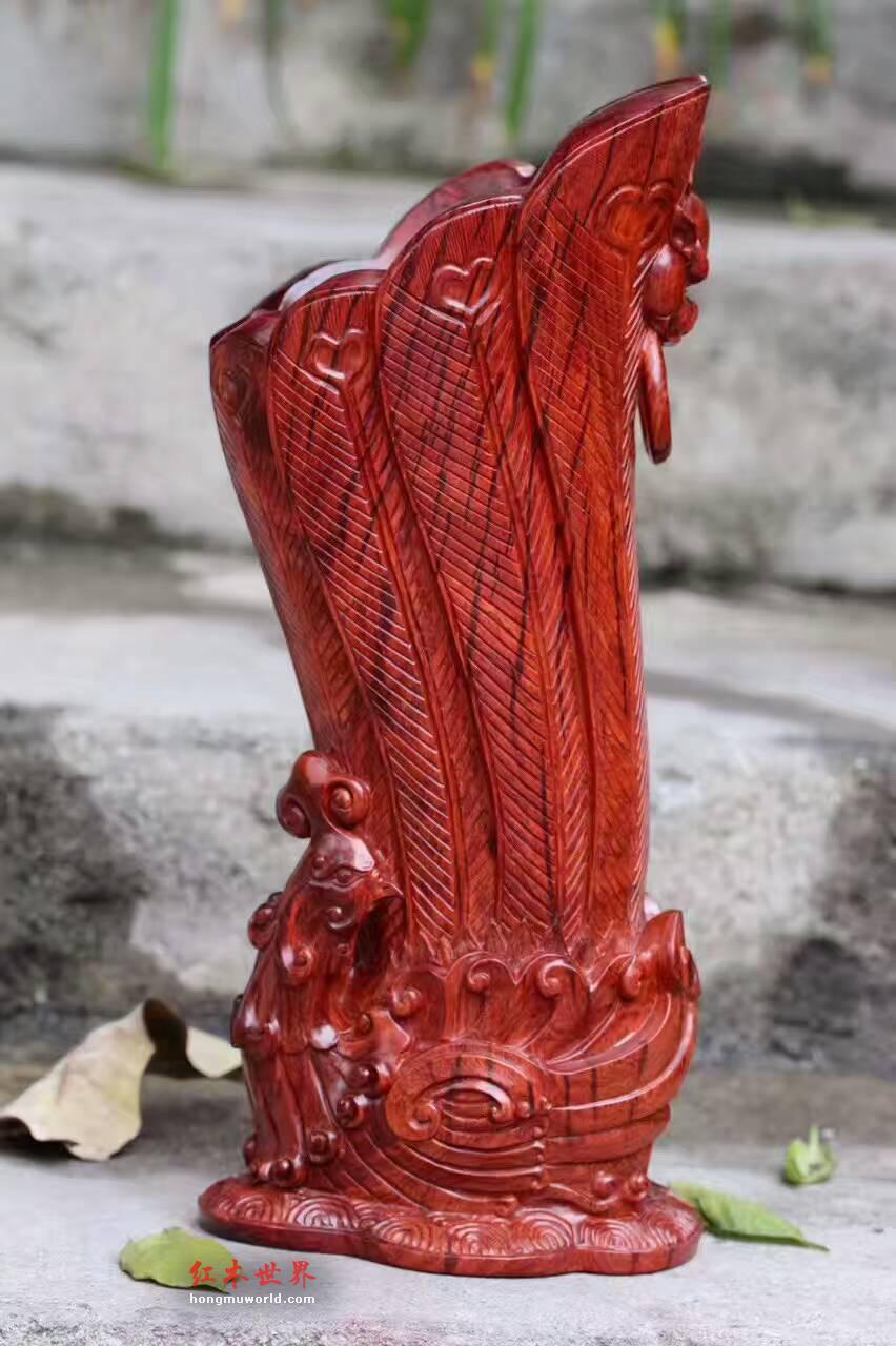 印度小叶紫檀《凤杯》可当笔筒 雕工极其精美难得珍品-1
