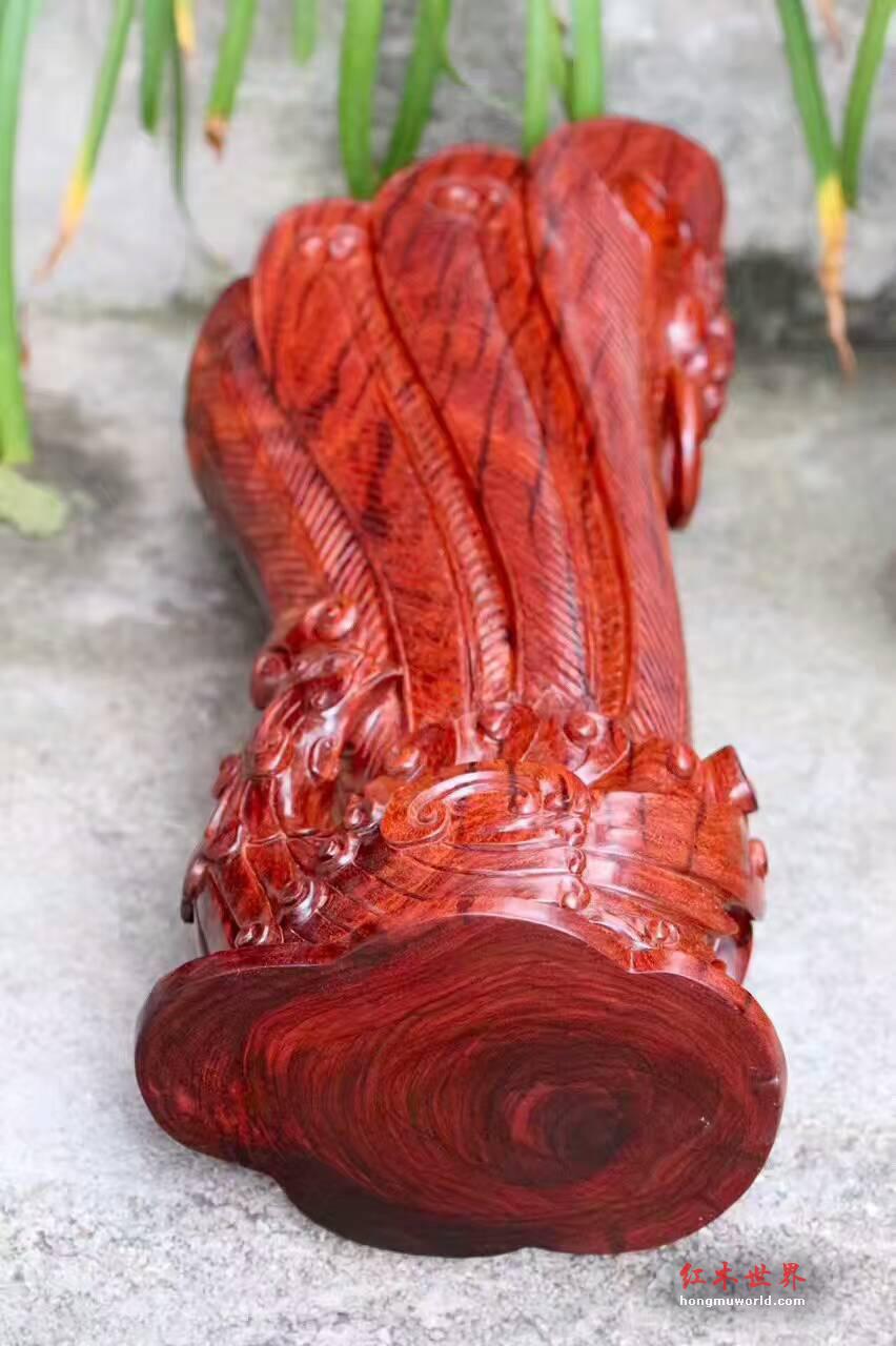 印度小叶紫檀《凤杯》可当笔筒 雕工极其精美难得珍品-9