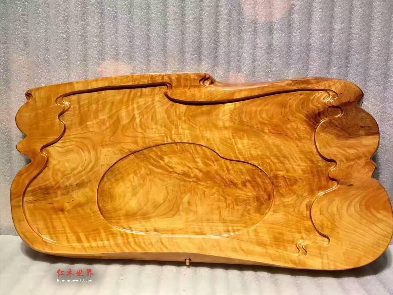 大叶金丝楠木祥云茶盘 做工精细平面设计一流-4