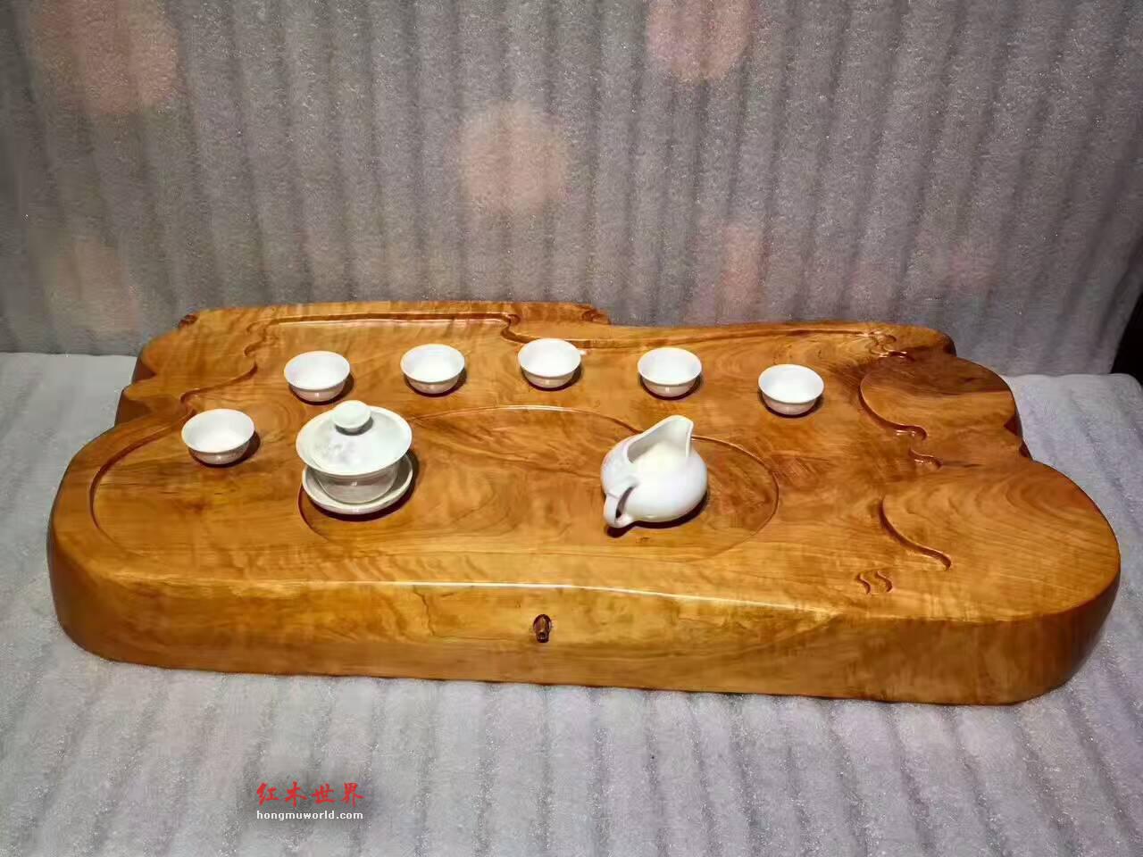 大叶金丝楠木祥云茶盘 做工精细平面设计一流-7