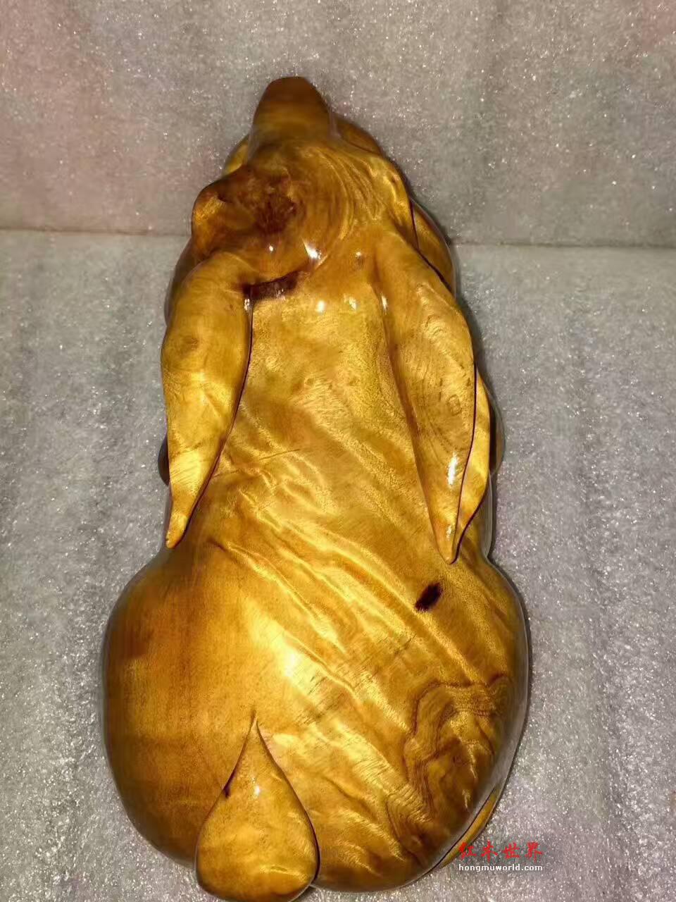 小叶桢楠工艺品《小兔乖乖》雕工精美颜色漂亮-4
