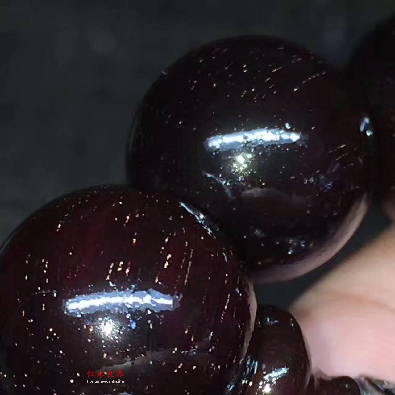 1.8小叶紫檀顶级泥料玻璃珠手串 细金星高油高密-1