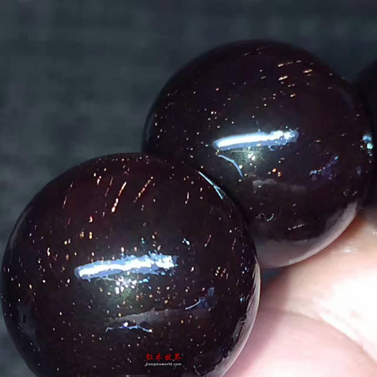 1.8小叶紫檀顶级泥料玻璃珠手串 细金星高油高密-3