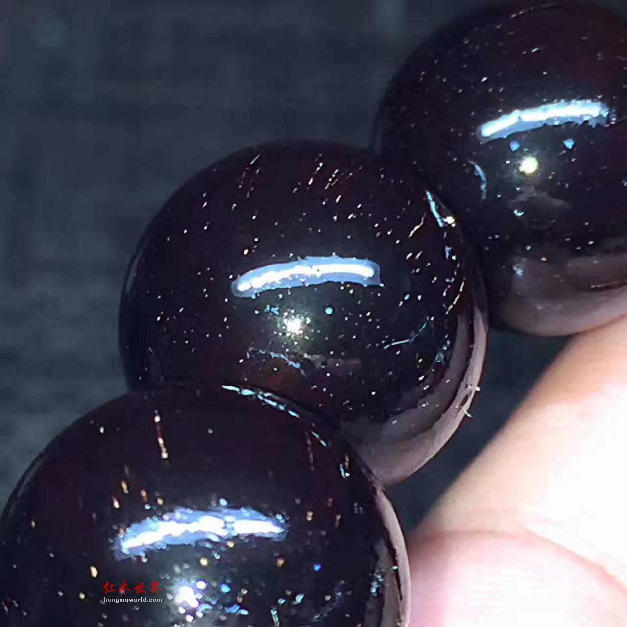 1.8小叶紫檀顶级泥料玻璃珠手串 细金星高油高密-5