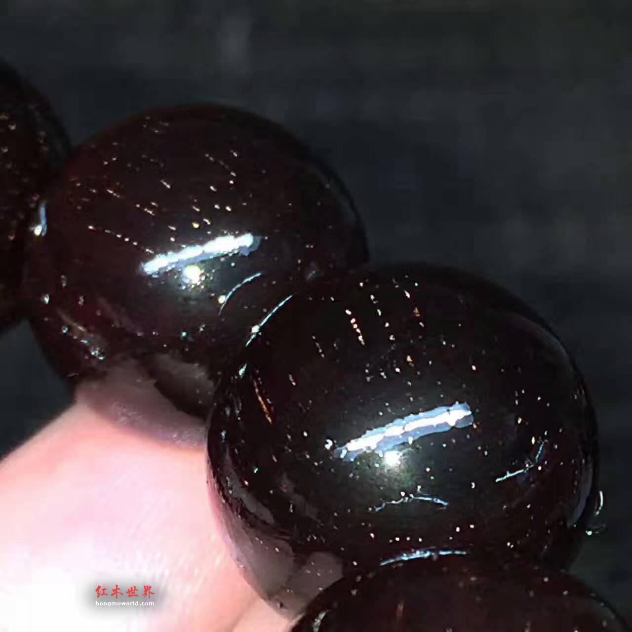 1.8小叶紫檀顶级泥料玻璃珠手串 细金星高油高密-6