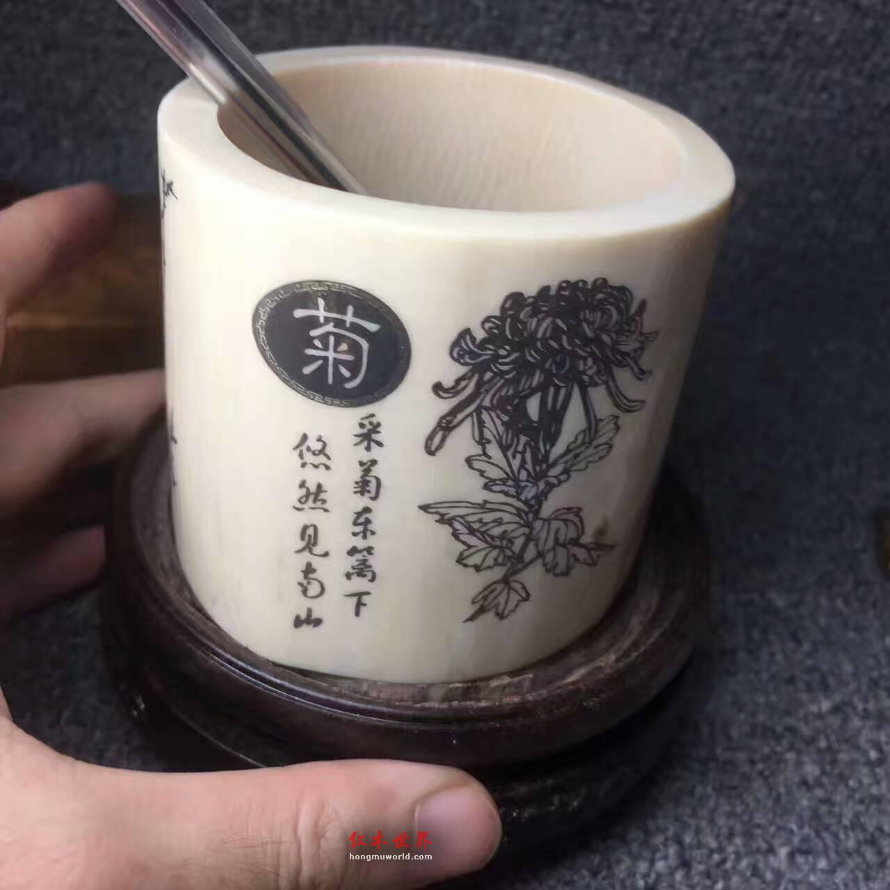 笔筒《梅兰竹菊》四君子 送礼雅品-4