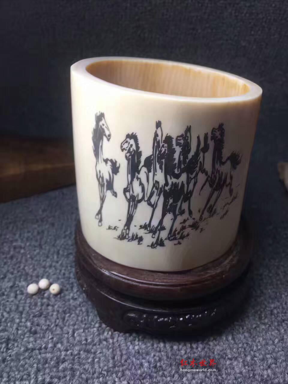 笔筒《八骏马》书房必备实用摆件-2