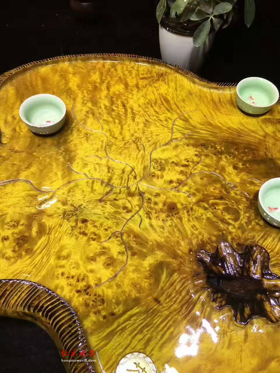 黄金樟茶盘满瘤疤 荷叶造型板面干净-1