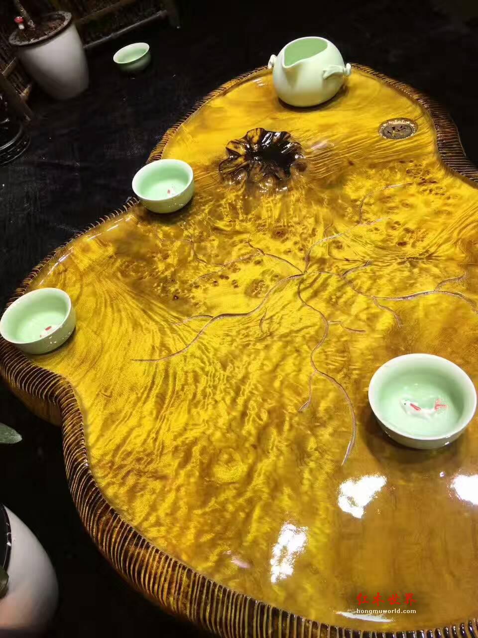 黄金樟茶盘满瘤疤 荷叶造型板面干净-3