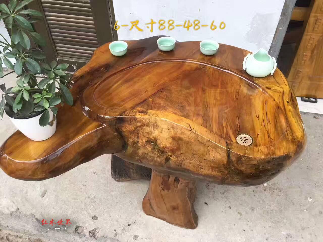 金丝楠根雕茶几用名贵金丝楠雕刻而成 自然随行有层次感-1