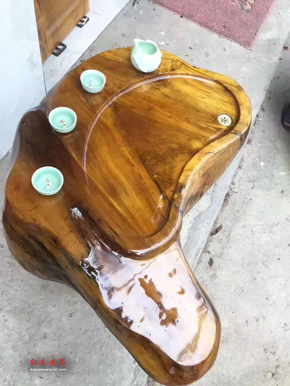 金丝楠根雕茶几用名贵金丝楠雕刻而成 自然随行有层次感-9