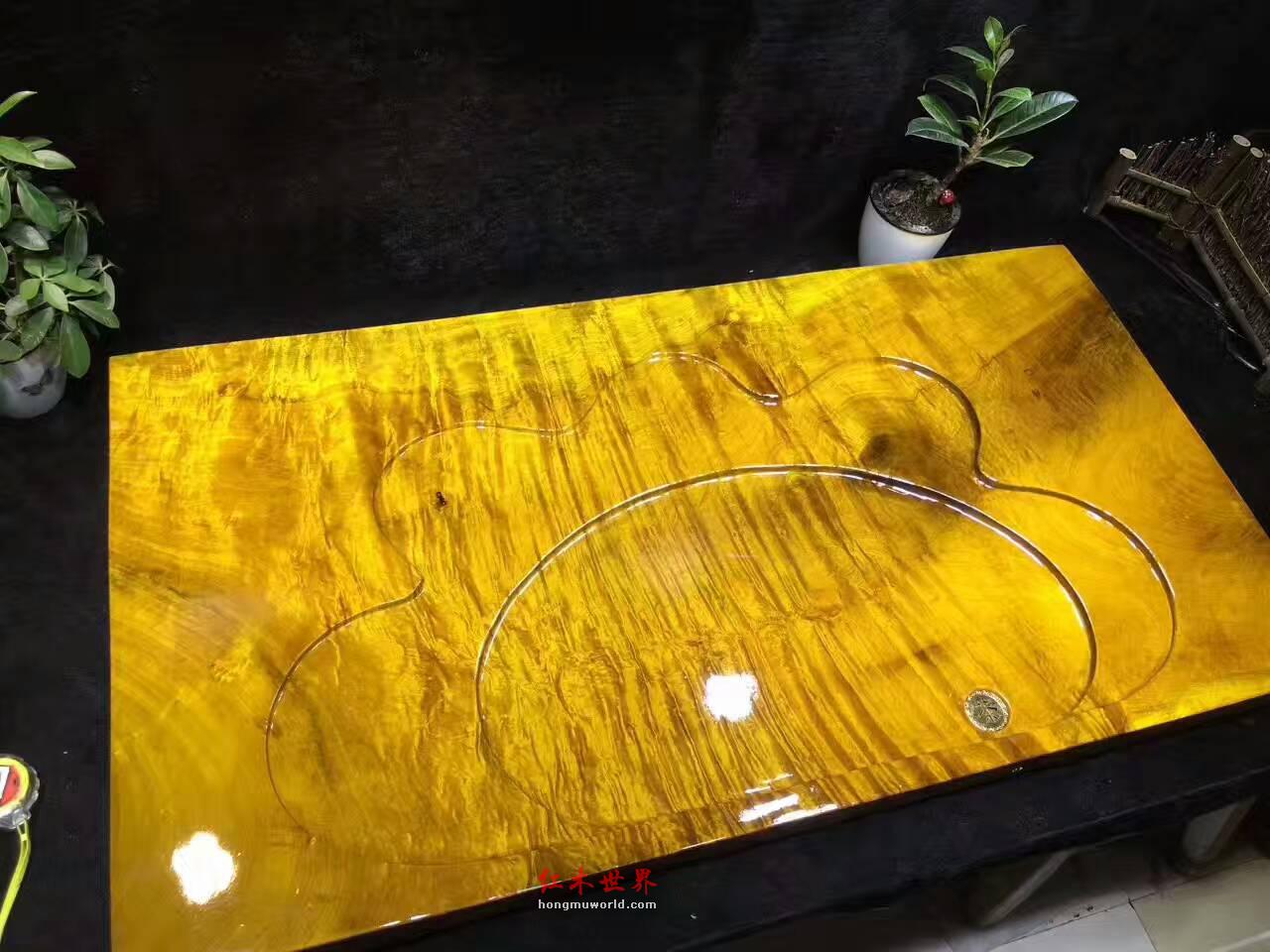 金丝楠茶盘满水波纹 密集水波纹无可挑剔-1