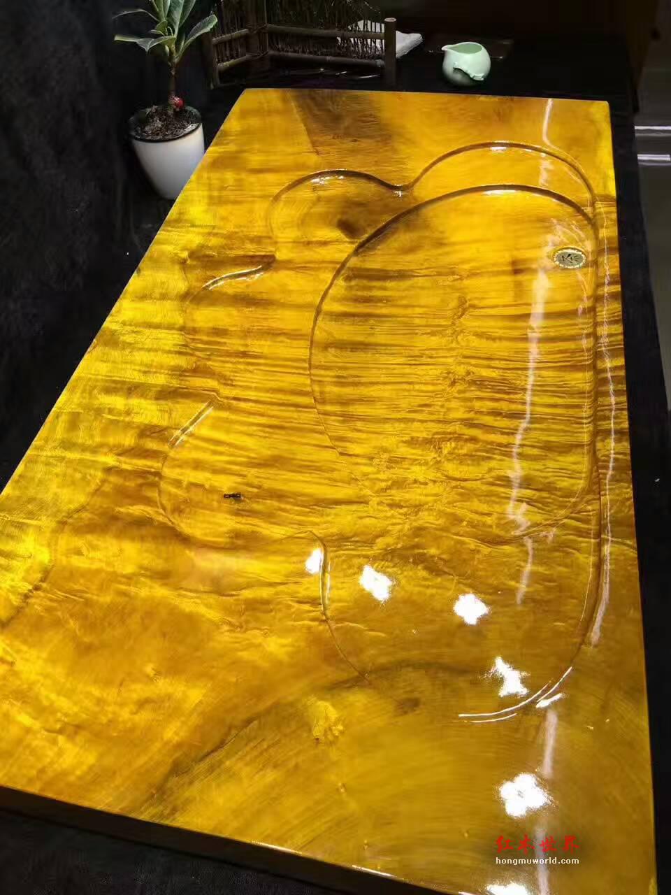 金丝楠茶盘满水波纹 密集水波纹无可挑剔-3